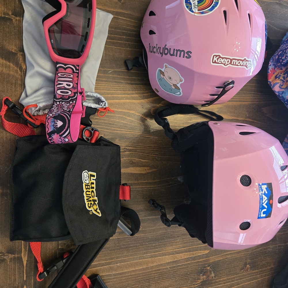 Lucky Bums Pink Ski Helmet with Stickers
